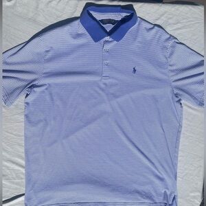 Size XL 2 tone blue stripe Golf Casual short sleeve Ralph Loraine shirt summer
